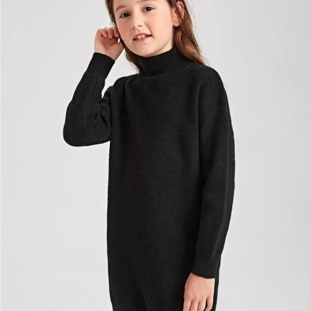 SHEIN Black Turtleneck Sweater Dress